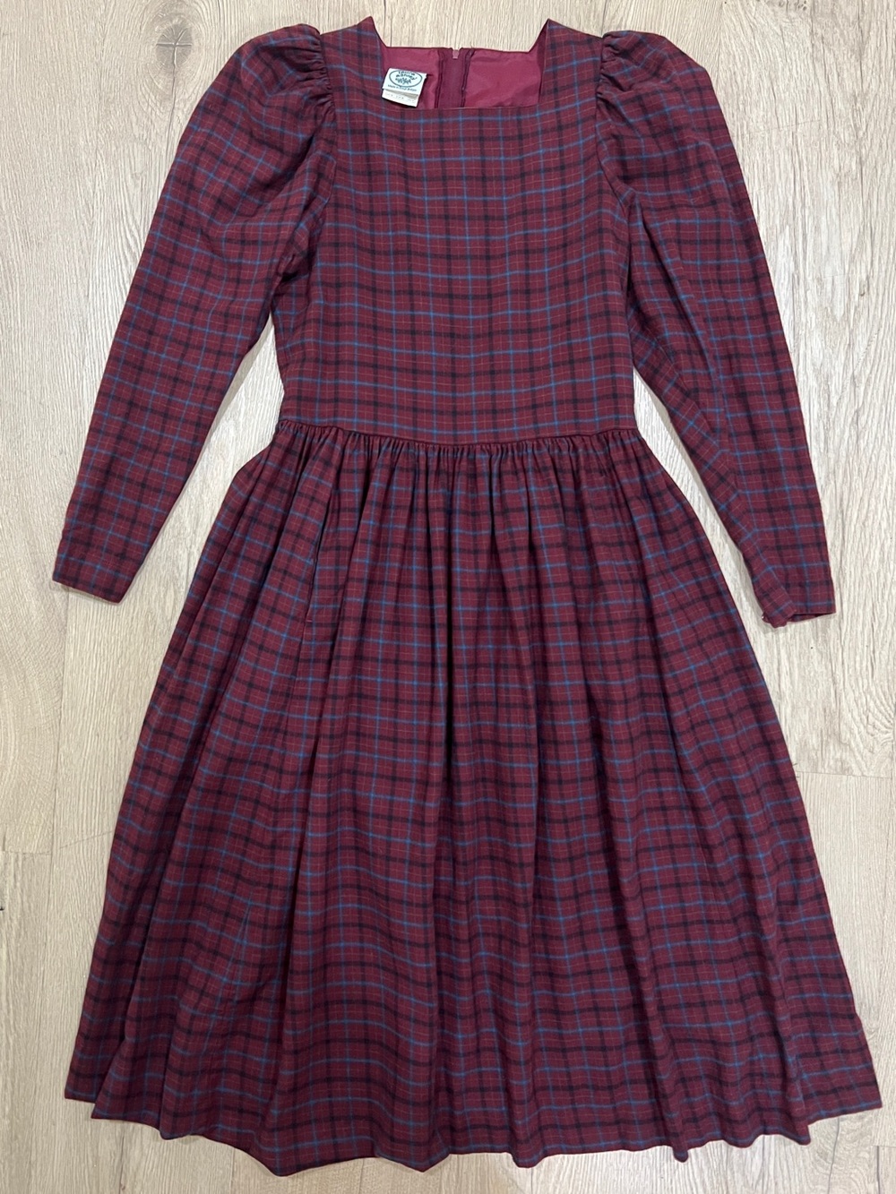 Vintage 1980โs Laura Ashley Tartan Plaid Flannel Prairie Dress US Size 8